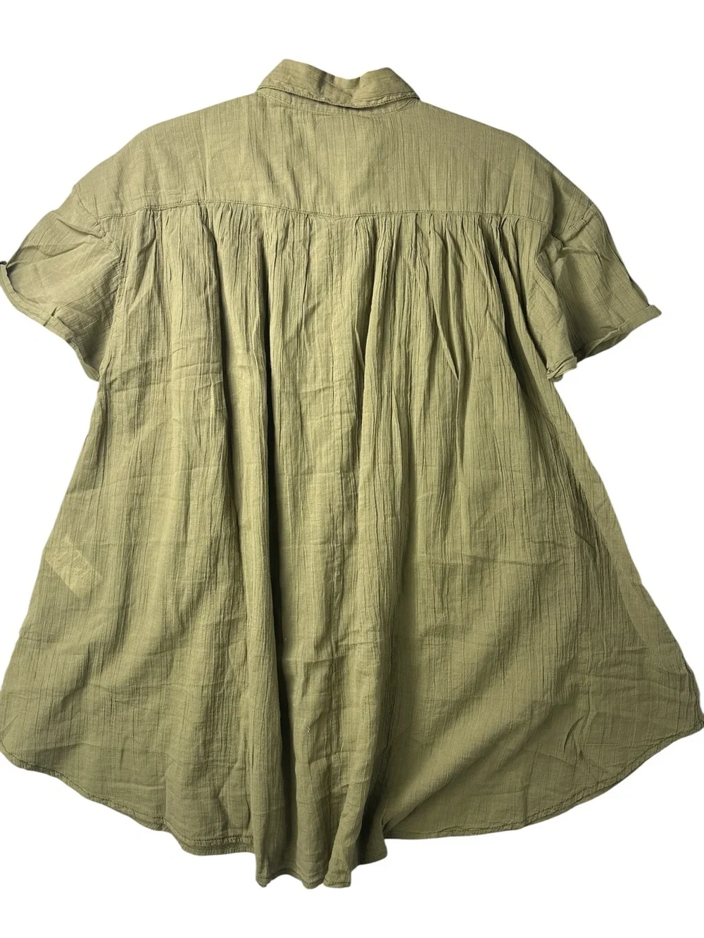We The Free Olive Short Sleeve Button-Front Top - Picture 3 of 3